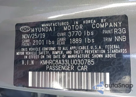 2020 Hyundai Venue Sel from USA, damaged, VIN KMHRC8A33LU030785
